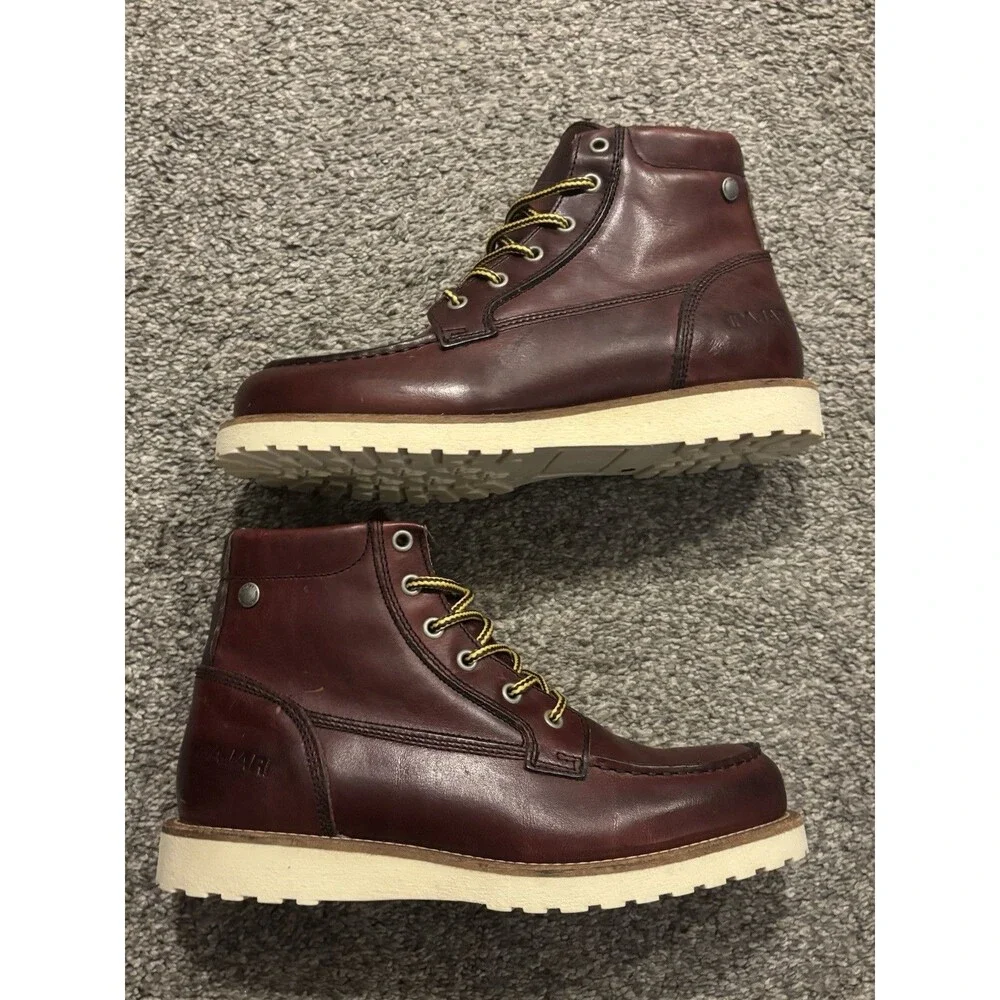 PAJAR‎ Oxblood Logger Faux Fur Waterproof Leather Boots Mens 41 US 8-8.5 NEW